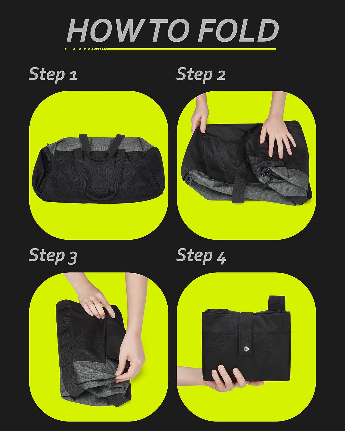 Gym Bags for Men， BAGSMART Foldable Sports Duffle Bag， Lightweight Weekender Duffel Bag With Shoe Compartment， Water Resistant Workout Duffle Sports Bag for Travel Fitness Swimming Yoga， Grey - Image 4
